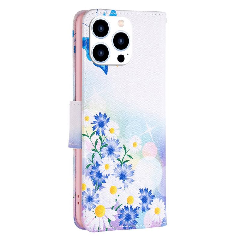 Kožna Futrola Za iPhone 16 Pro Akvarel Leptiri