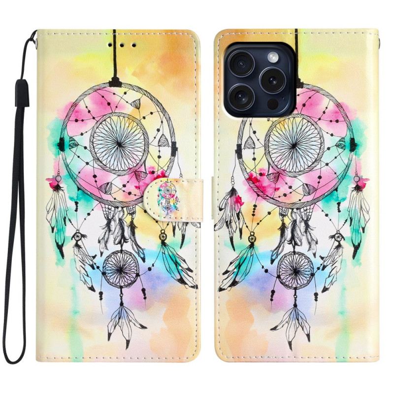 Kožna Futrola Za iPhone 16 Pro Hvatač Snova S Remenom