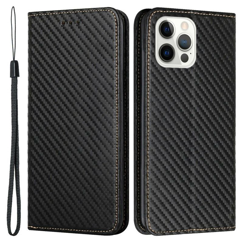 Flip Futrola iPhone 13 Pro Kožna Futrola Remen Od Karbonskih Vlakana
