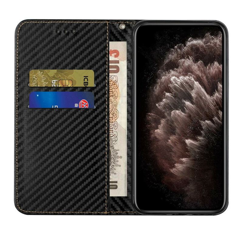 Flip Futrola iPhone 13 Pro Kožna Futrola Remen Od Karbonskih Vlakana