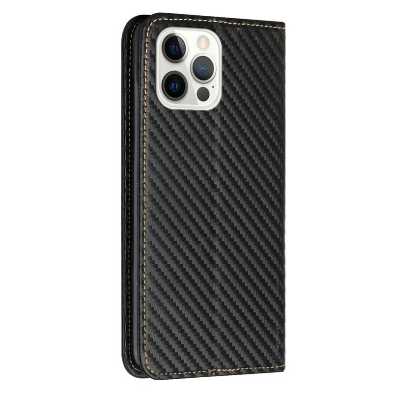 Flip Futrola iPhone 13 Pro Kožna Futrola Remen Od Karbonskih Vlakana