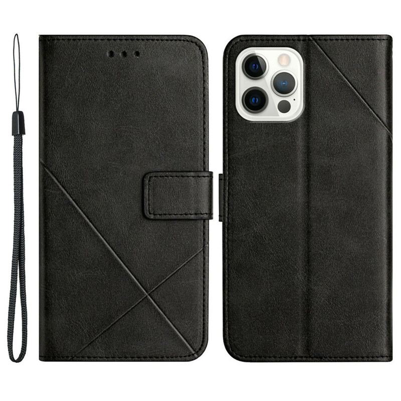Futrola iPhone 13 Pro Geometrijski Kožni Stil S Remenčićima