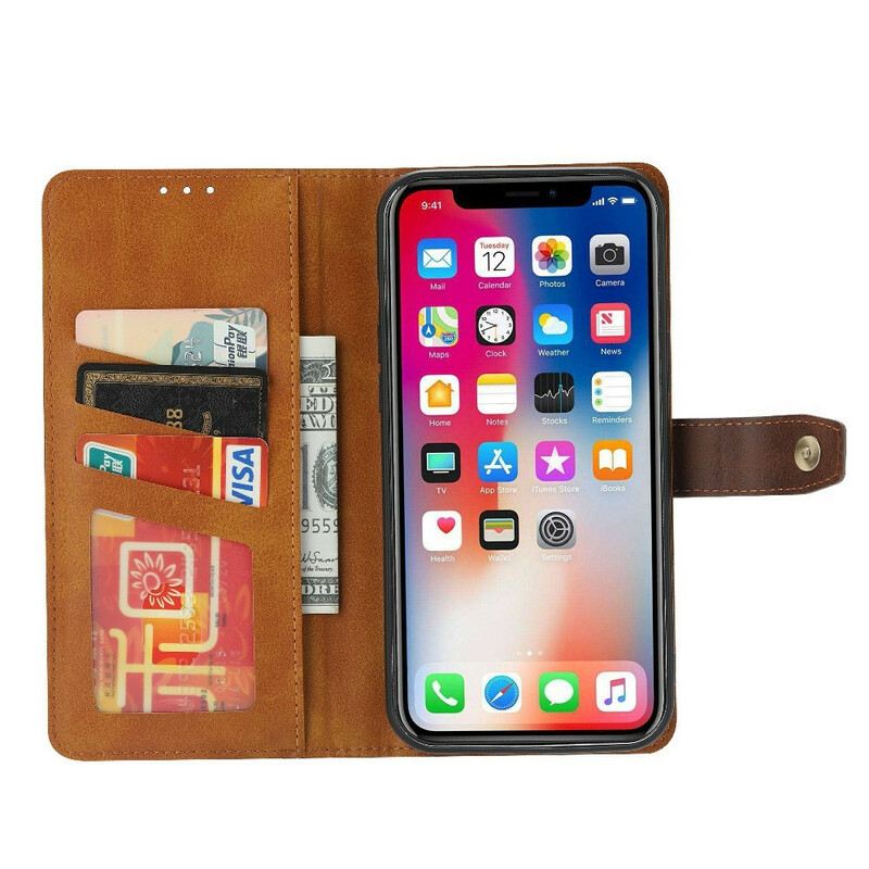 Futrola iPhone 13 Pro Prednji Držač Kartice I Remen S Efektom Kože