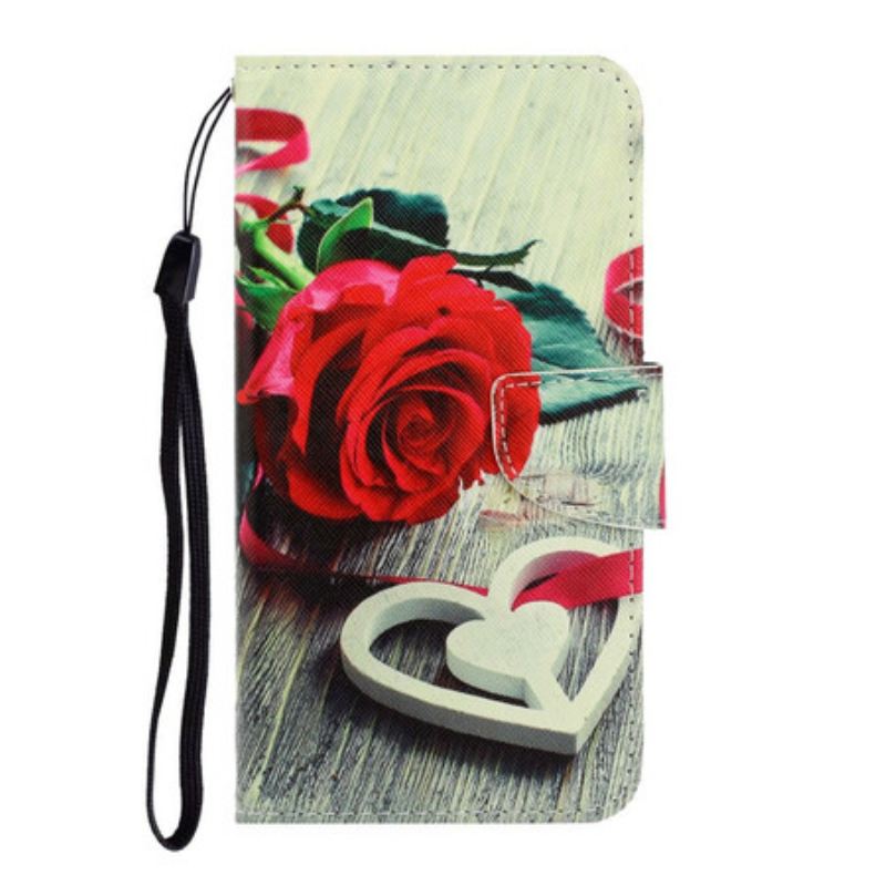 Futrola iPhone 13 Pro Romantična Ruža S Remenom