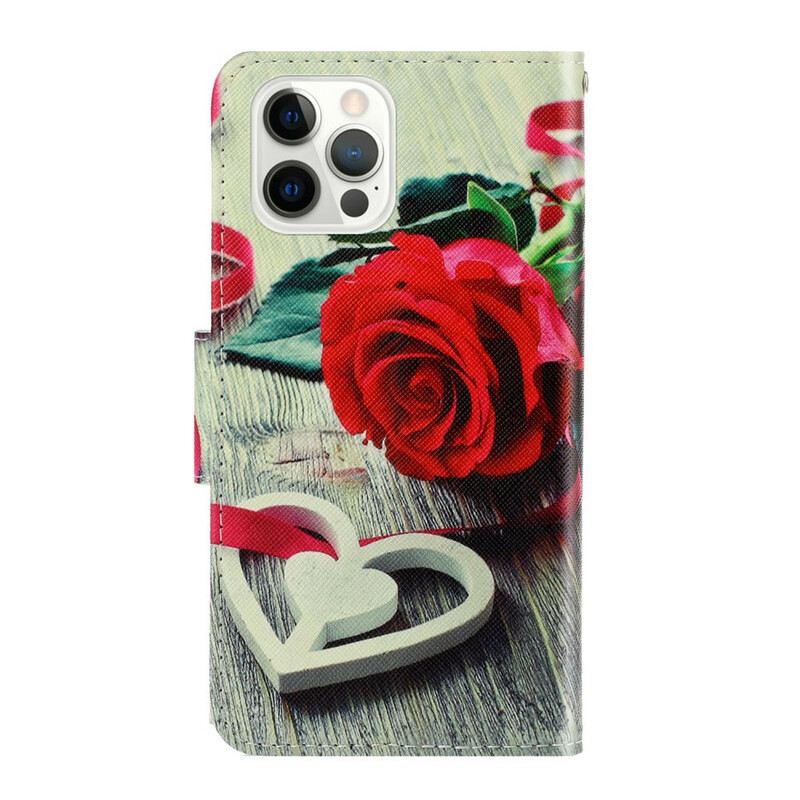 Futrola iPhone 13 Pro Romantična Ruža S Remenom