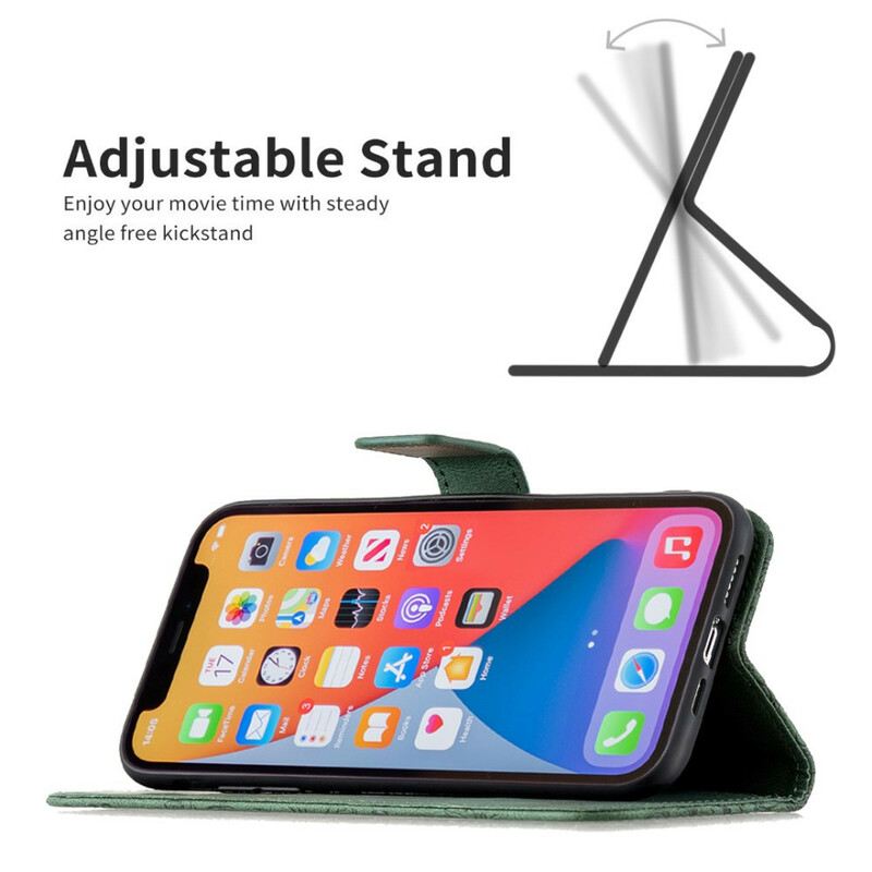 Kožna Futrola iPhone 13 Pro Barokni Leptir S Remenčićima