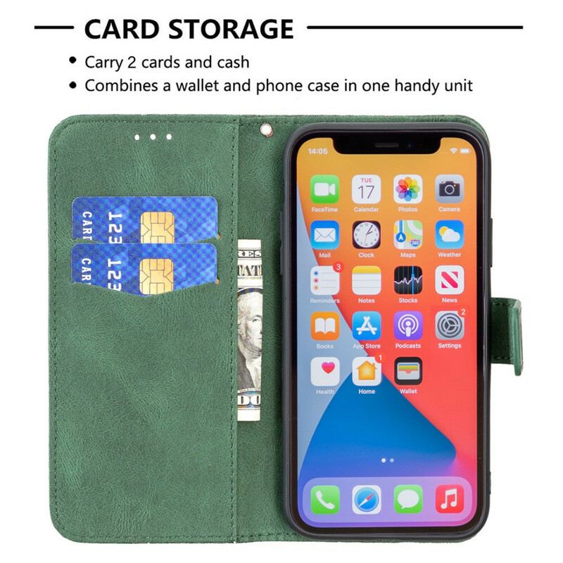 Kožna Futrola iPhone 13 Pro Barokni Leptir S Remenčićima