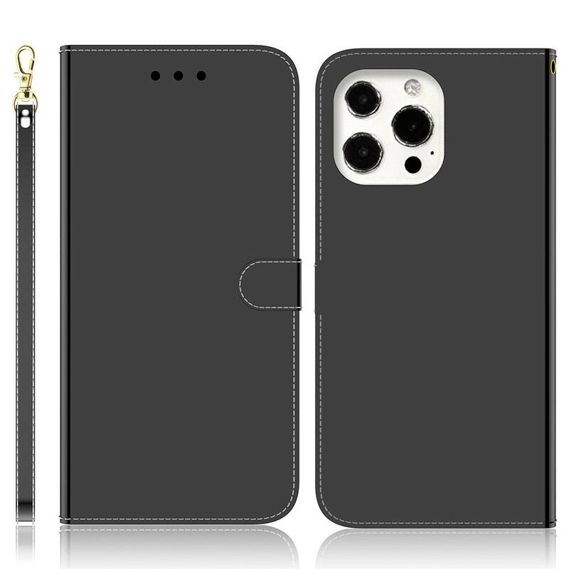 Kožna Futrola iPhone 13 Pro Poklopac Ogledala Od Umjetne Kože