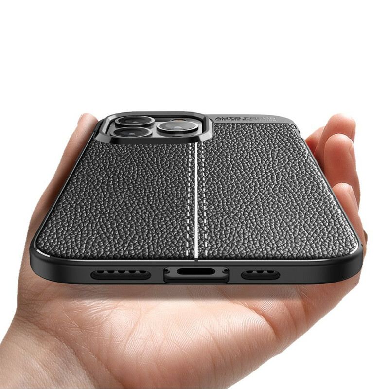 Maskica iPhone 13 Pro Efekt Dvostruke Linije Litchi Kože