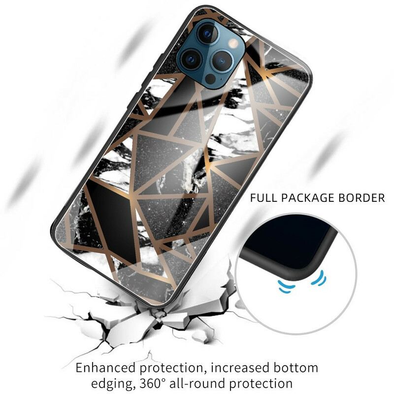 Maskica iPhone 13 Pro Geometry Mramorno Kaljeno Staklo