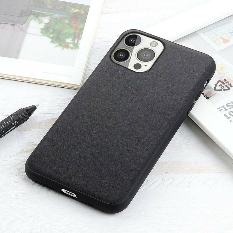 Maskica iPhone 13 Pro Prava Litchi Koža