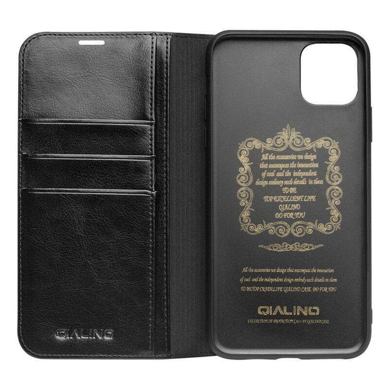 Flip Futrola iPhone 11 Kožna Futrola Prava Qialino Koža