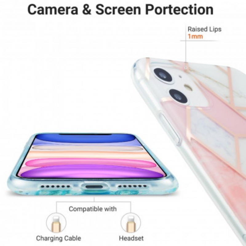 Maskica iPhone 11 Blještavi Geometrijski Mramor