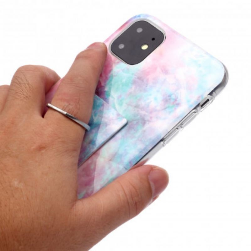Maskica iPhone 11 Mramorni Dizajn S Prstenastom Potporom