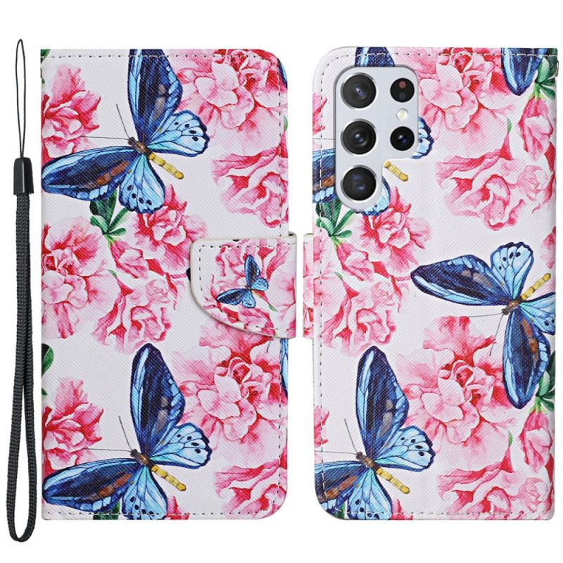 Futrola Samsung Galaxy S22 Ultra 5G Cvjetni Remen S Leptirima