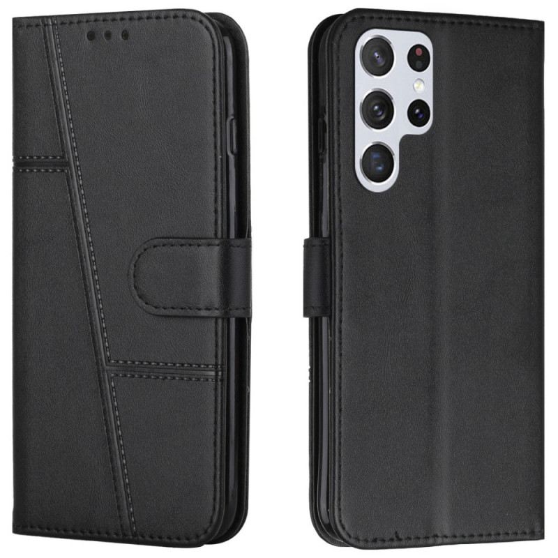 Futrola Samsung Galaxy S22 Ultra 5G Geometrijski Kožni Stil S Remenčićima