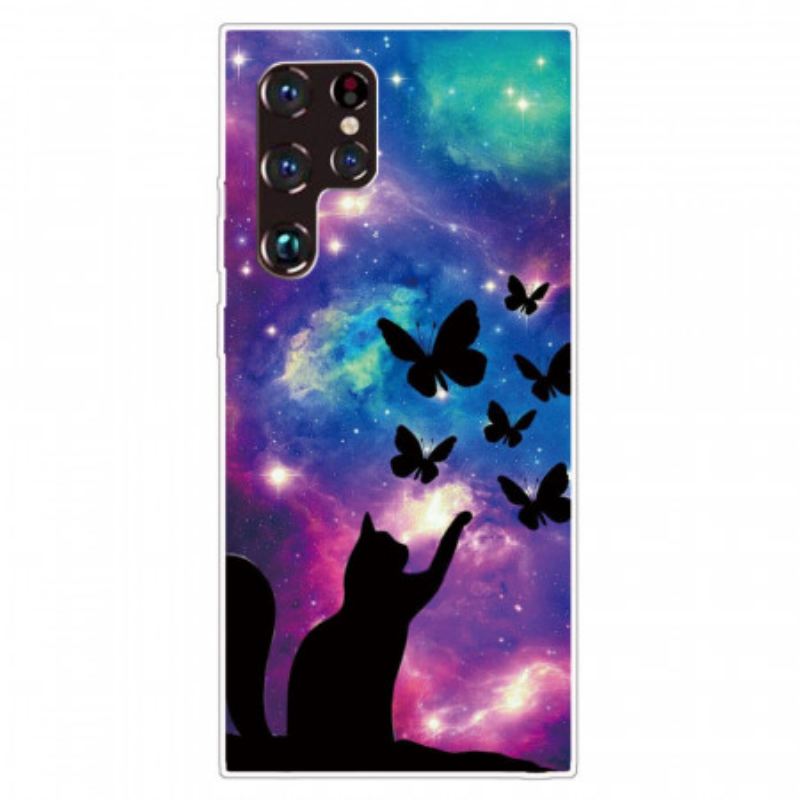 Maskica Samsung Galaxy S22 Ultra 5G Mačka I Leptiri U Svemiru