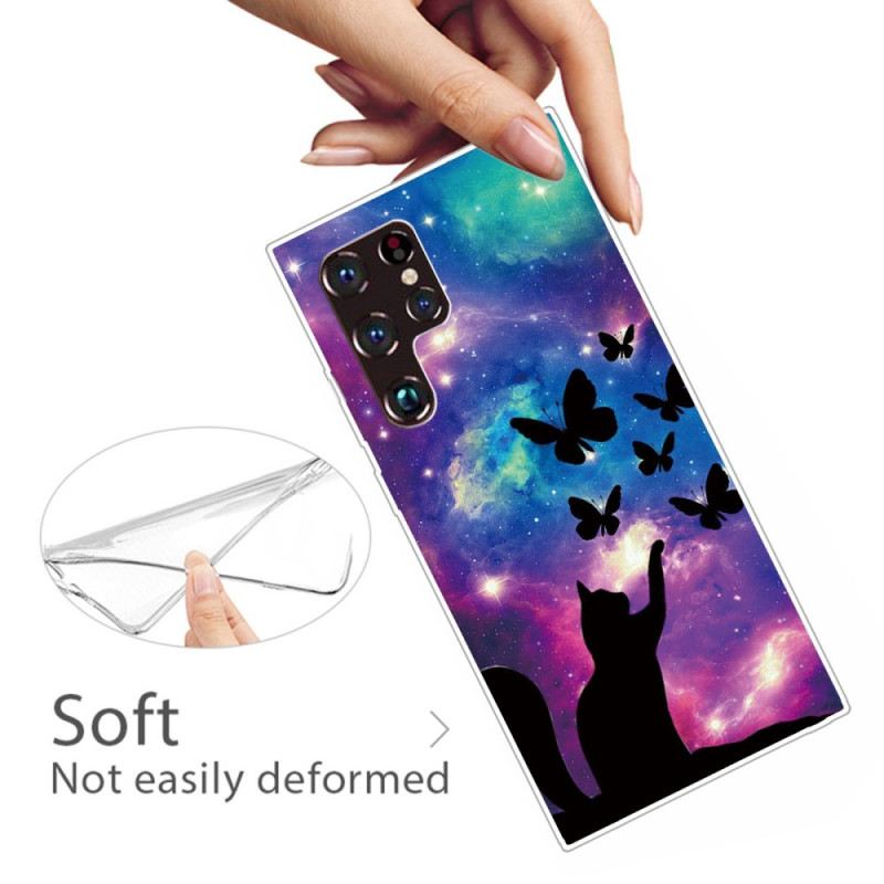 Maskica Samsung Galaxy S22 Ultra 5G Mačka I Leptiri U Svemiru