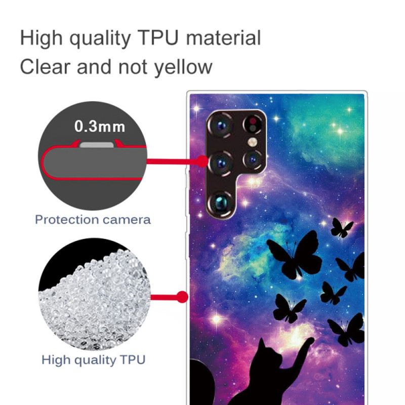 Maskica Samsung Galaxy S22 Ultra 5G Mačka I Leptiri U Svemiru