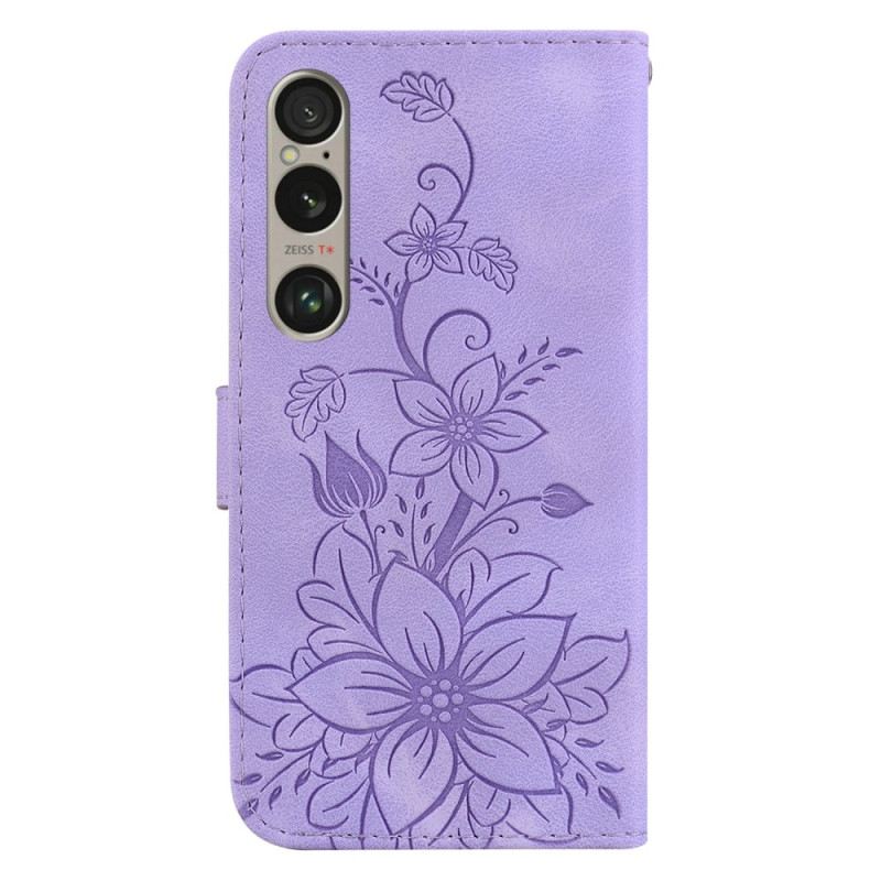 Kožna Futrola Sony Xperia 1 Vi Cvjetni Uzorak S Remenom