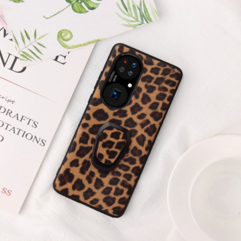 Maskica Huawei P50 Prsten-potpora U Stilu Leoparda