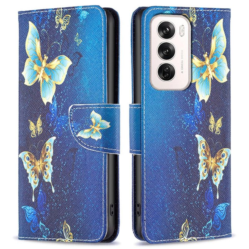 Kožna Futrola Za Oppo Reno 12 5g Zlatni Leptiri