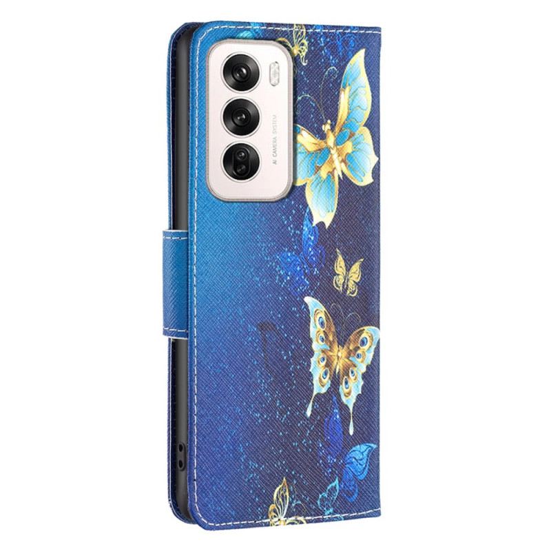 Kožna Futrola Za Oppo Reno 12 5g Zlatni Leptiri