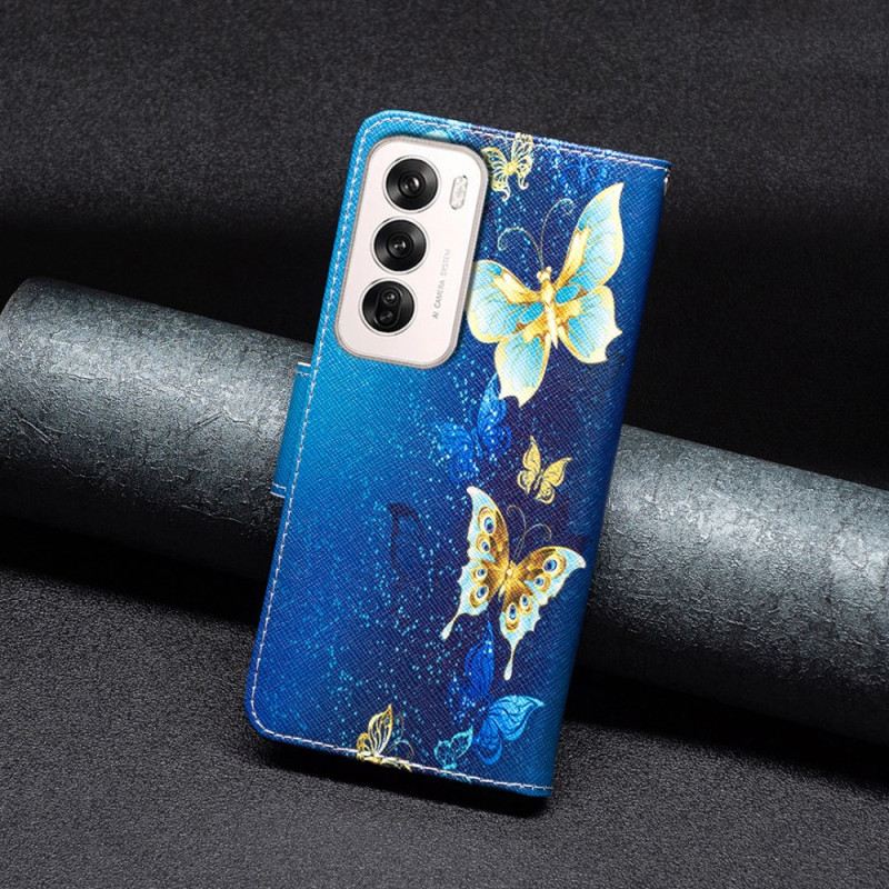 Kožna Futrola Za Oppo Reno 12 5g Zlatni Leptiri