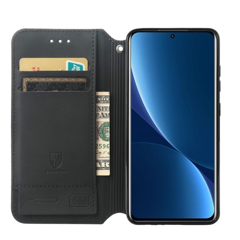 Flip Futrola Xiaomi 12 Pro Kožna Futrola Caseneo Rfid Dizajn