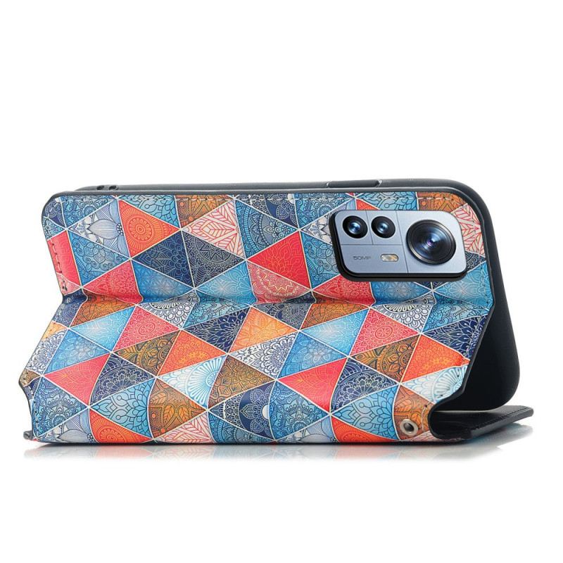 Flip Futrola Xiaomi 12 Pro Kožna Futrola Caseneo Rfid Dizajn