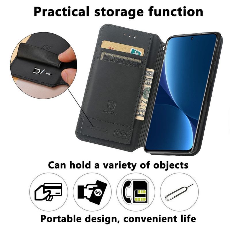 Flip Futrola Xiaomi 12 Pro Kožna Futrola Caseneo Rfid Dizajn