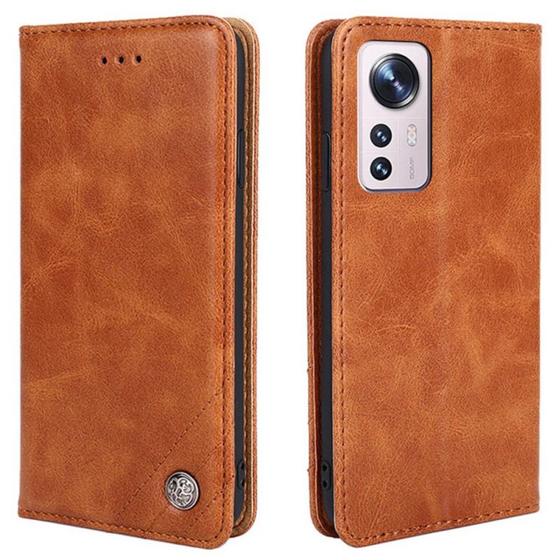Flip Futrola Xiaomi 12 Pro Kožna Futrola Stilska Kožna Zakovica