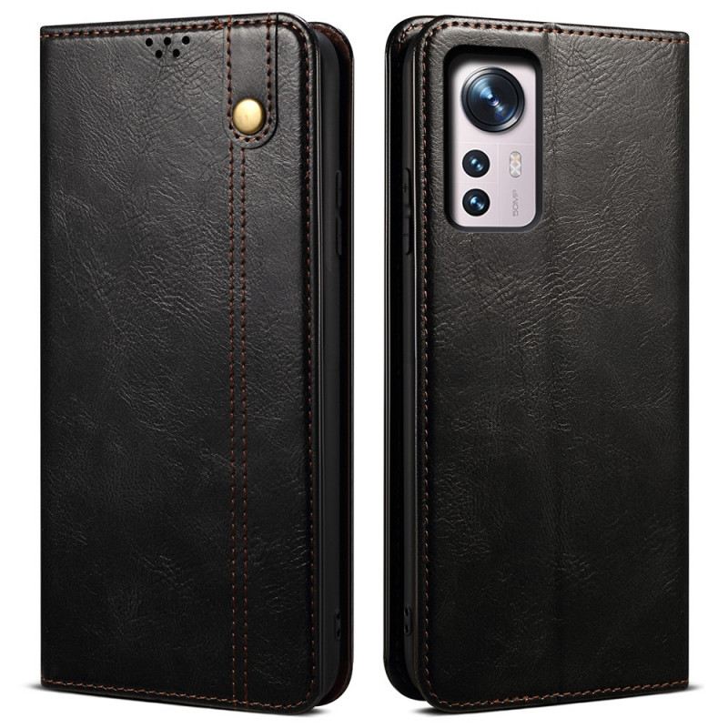 Flip Futrola Xiaomi 12 Pro Kožna Futrola Voštana Umjetna Koža