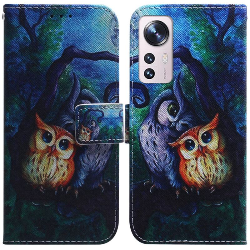 Flip Futrola Xiaomi 12 Pro Slikanje Sova