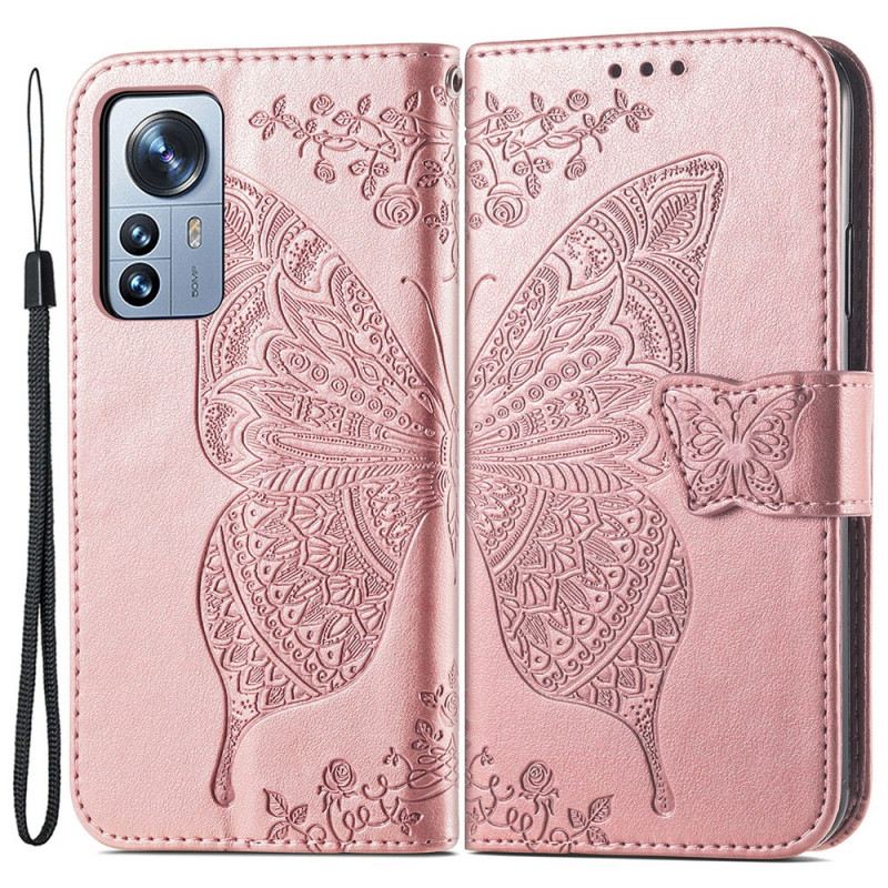 Kožna Futrola Xiaomi 12 Pro Pola Leptir