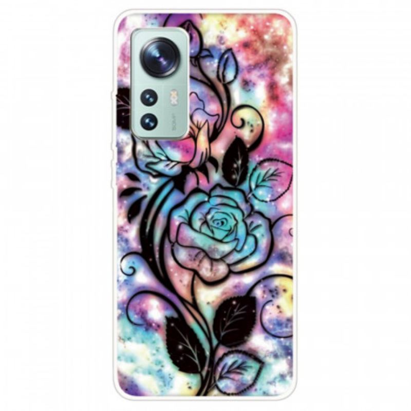 Maskica Xiaomi 12 Pro Grafički Cvjetni Silikon