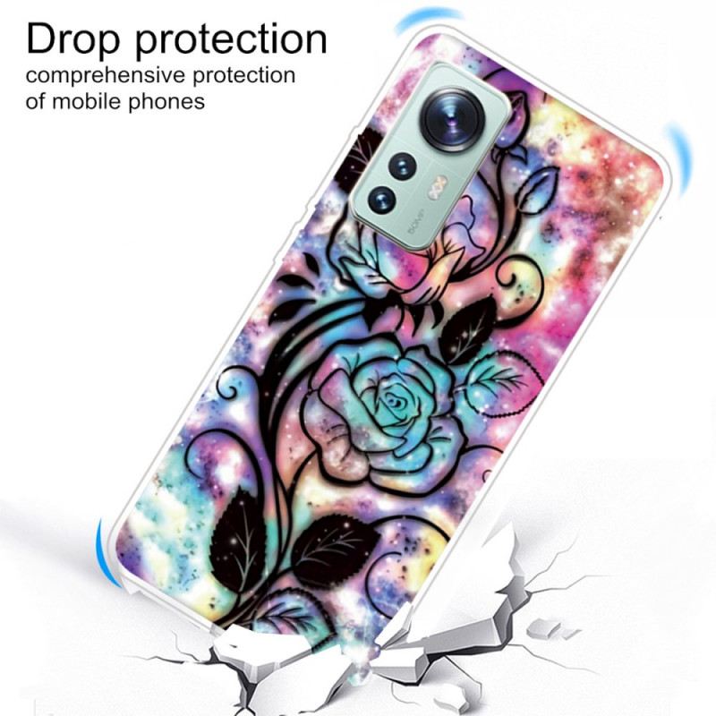 Maskica Xiaomi 12 Pro Grafički Cvjetni Silikon