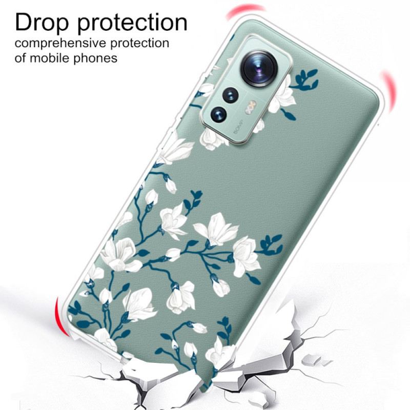 Maskica Xiaomi 12 Pro Silikonsko Bijelo Cvijeće