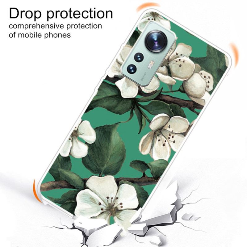 Maskica Xiaomi 12 Pro Silikonsko Bijelo Cvijeće