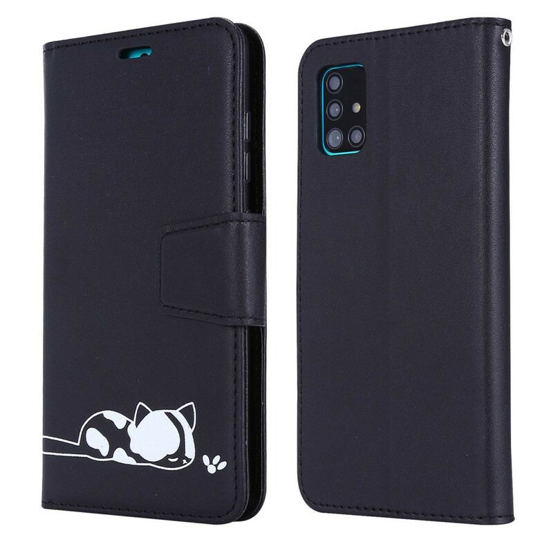 Kožna Futrola Samsung Galaxy A51 Mačka Koja Spava