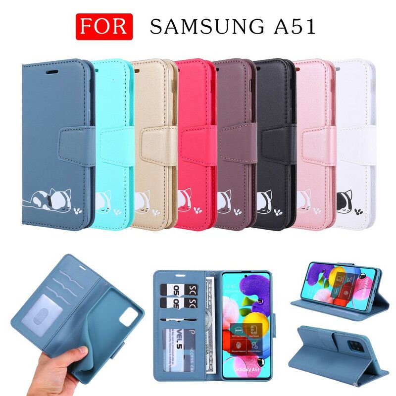 Kožna Futrola Samsung Galaxy A51 Mačka Koja Spava