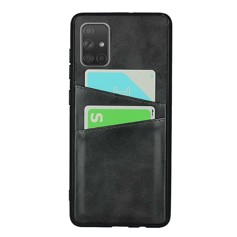 Maskica Samsung Galaxy A51 Dvostruki Držač Kartica Od Teksture Kože