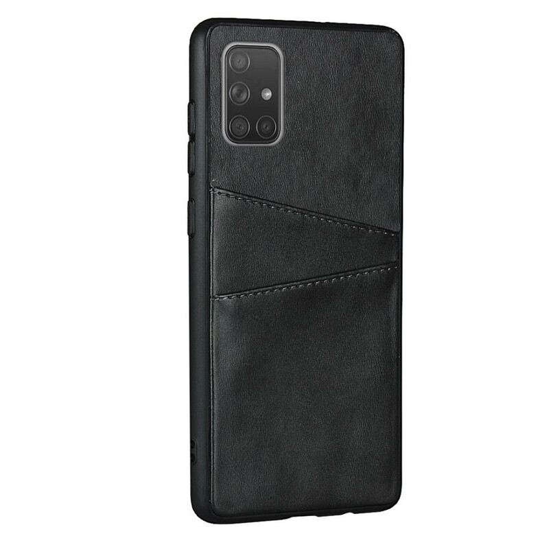 Maskica Samsung Galaxy A51 Dvostruki Držač Kartica Od Teksture Kože